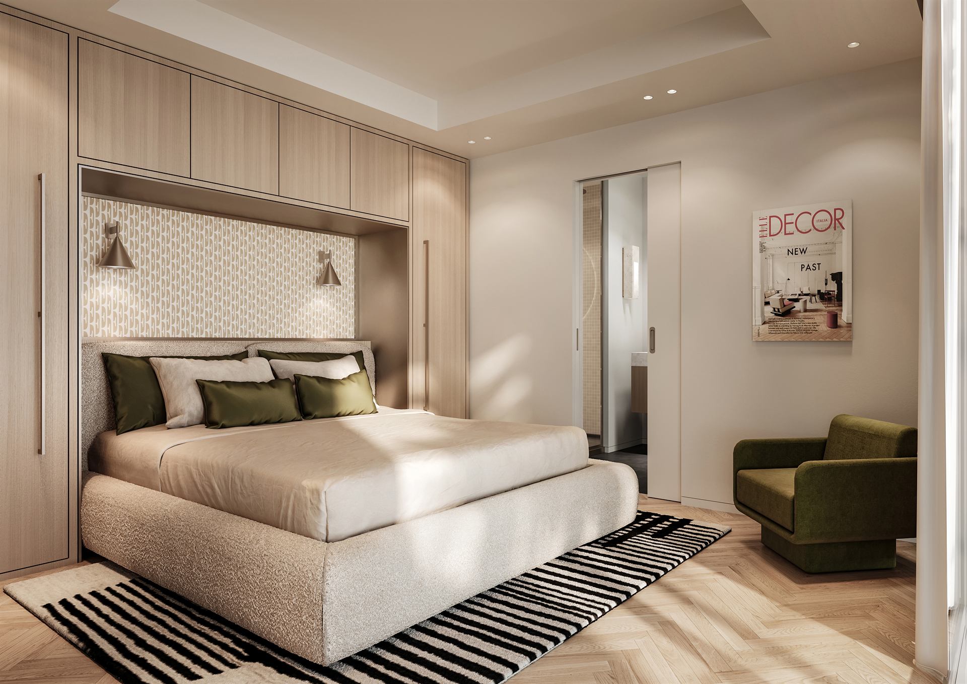 Furnished bedroom at ELLE Residences